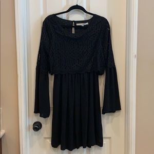 Black lace dress with bell sleeves